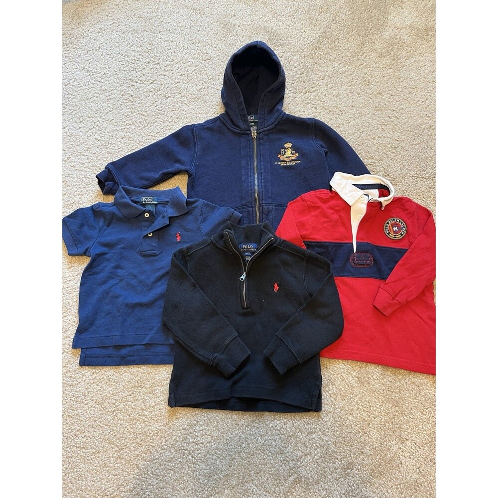 Lot of 4 boys 24M-2T Polo ralph lauren shirts Hoodie 1/4 Zip Big Pony